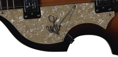 Lot #737 Beatles: Paul McCartney: McCartney signs his trademark Höfner ?violin? bass - Image 2