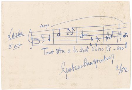 Lot #694 Gustave Charpentier Signed Musical Quote - Image 2