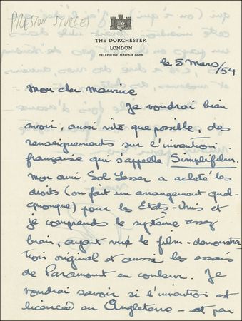 Lot #1030 Preston Sturges Handwritten Letter Signed - Image 1