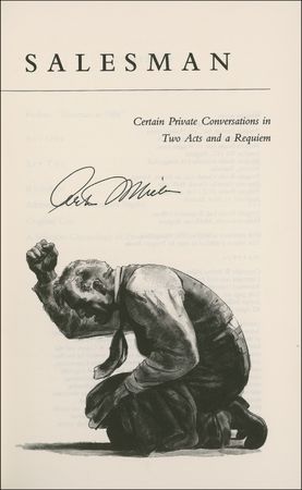 Lot #601 Arthur Miller: Signing an anniversary edition of Death of a Salesman - Image 1