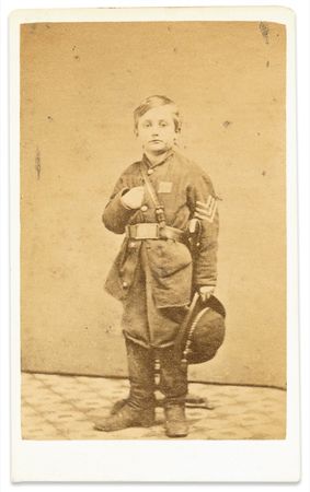 Lot #343 John Clem: ?Johnny Shiloh? signs a Brady portrait for Abner Doubleday - Image 1