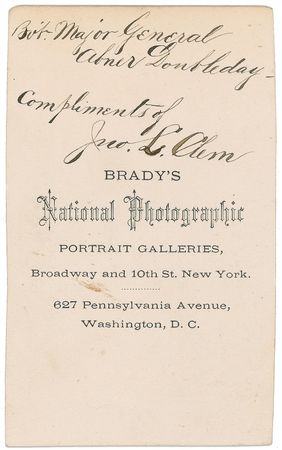 Lot #343 John Clem: ?Johnny Shiloh? signs a Brady portrait for Abner Doubleday - Image 2
