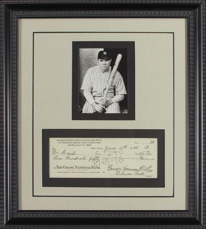 Lot #1300 Babe Ruth: The Bambino twice signs his rarely seen full-name autograph less than two months before his death - Image 1