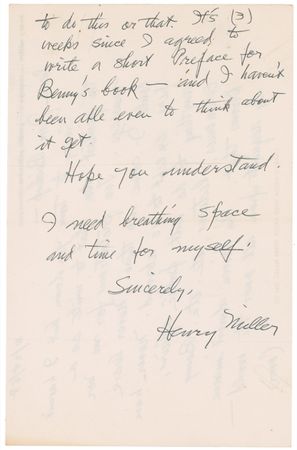 Lot #611 Henry Miller: Miller reaches his breaking point: ?I?m driven almost insane by requests from all over the world to do this or that? - Image 2
