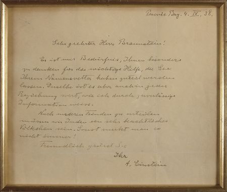 Lot #262 Albert Einstein: Barreling toward WWII, Einstein notes that ?Judging by our enemies, we Jews must be a very remarkable little people? - Image 2