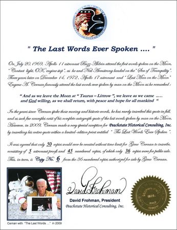 Lot #453 Apollo 17: Gene Cernan: Cernan writes out the last words of man on the moon - Image 2