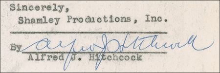Lot #940 Alfred Hitchcock Signed Document - Image 2