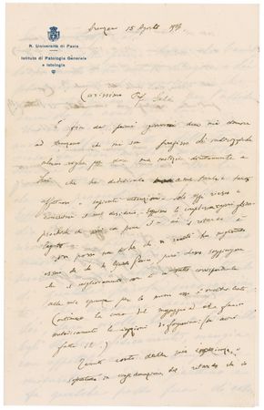 Lot #282 Camillo Golgi Handwritten Letter Signed - Image 1