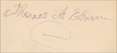 Lot #251 Thomas Edison: A unique and playful combination: Edison signs with his left hand then adds a microscopic Lord’s Prayer - Image 2