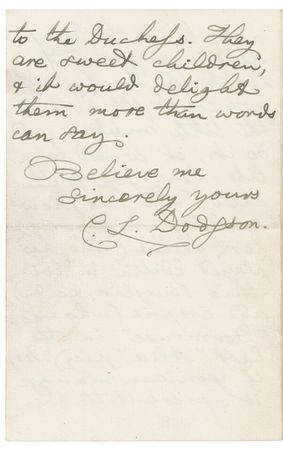 Lot #571 Charles L. Dodgson: Lewis Carroll references ?Alice? and dotes on the young girl who inspired his poem ?Maggie?s Visit to Oxford? - Image 4
