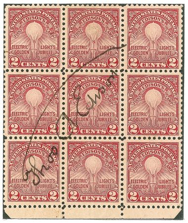 Lot #252 Thomas Edison: Edison signs nine light bulbs - Image 1