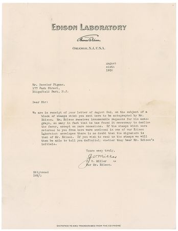 Lot #252 Thomas Edison: Edison signs nine light bulbs - Image 3