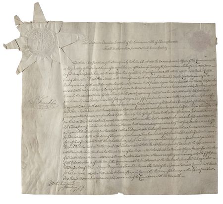 Lot #268 Benjamin Franklin: Franklin boldly signs a land grant seven months before signing the Constitution - Image 1
