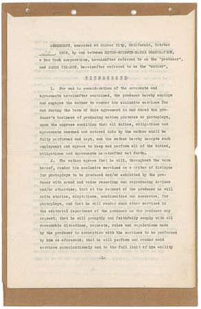 Lot #982 Louis B. Mayer Signed Document - Image 1