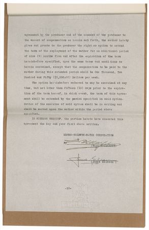Lot #982 Louis B. Mayer Signed Document - Image 2