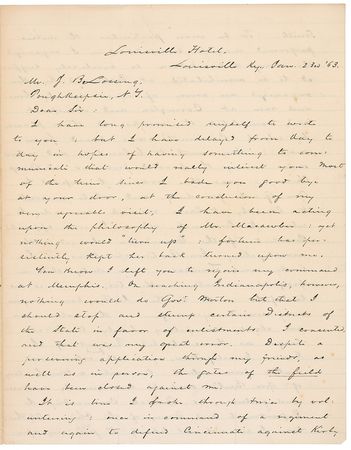 Lot #423 Lew Wallace: Wallace writes of duties and concerns during the war and the “hostility manifested against the Emancipation Proclamation” - Image 1