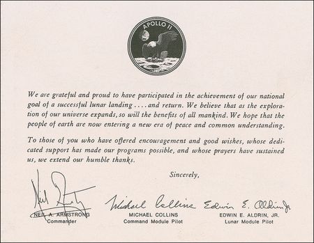 Lot #429 Buzz Aldrin Signed Note - Image 1