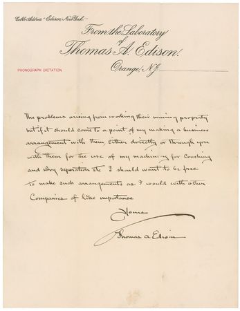 Lot #255 Thomas Edison: Edison contemplates a considerable investment in the Yukon Gold Rush - Image 2