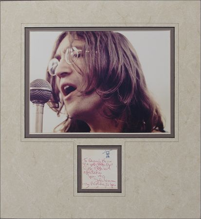 Lot #731 Beatles: Lennon, John: ?Stop. Don?t Stop. Stop?: Lennon?s enigmatic birthday greeting, embellished with a McCartney bunny sketch - Image 1