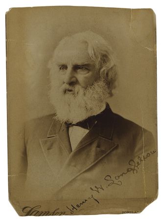 Lot #605 Henry Wadsworth Longfellow: Twice-signed Longfellow portrait - Image 1