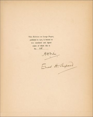 Lot #613 A. A. Milne and Ernest Shepard: Author Milne and illustrator Shepard sign a limited edition printing of “Now We Are Six” - Image 1