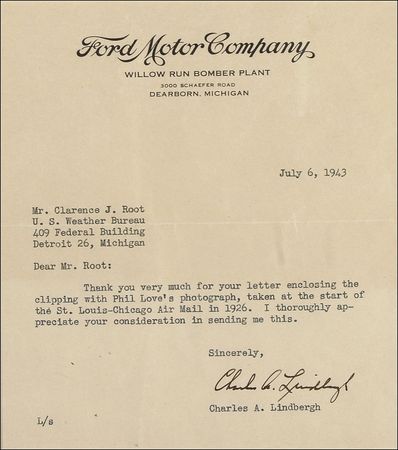 Lot #499 Charles Lindbergh: Lindbergh letter and flight-flown envelope - Image 2