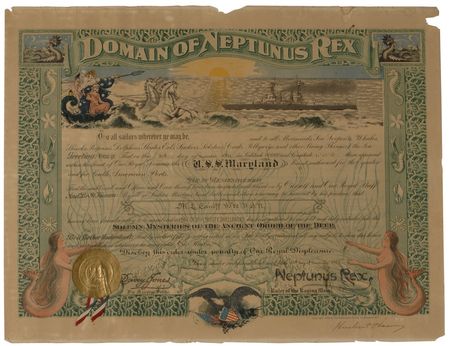 Lot #66 Herbert Hoover: Scarce Shellback certificate - Image 1