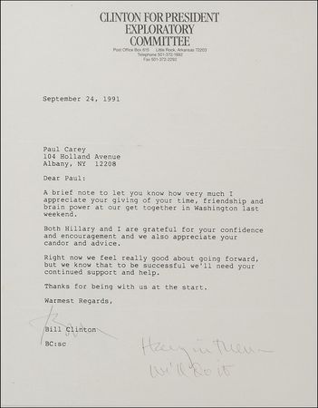 Lot #28 Bill Clinton: Clinton sends positive