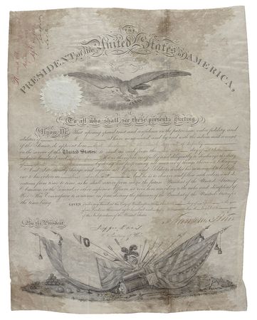 Lot #111 Franklin Pierce and Jefferson Davis: The president and the future Confederate president sign a military appointment - Image 1