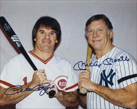 Lot #1227 Mickey Mantle and Pete Rose Photographs and Baseballs - Image 1