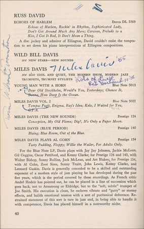 Lot #780 Jazz Musicians: Fantastic guide to 1950s Jazz signed by 30 greats including Mingus, Davis, Basie, Ellington, and Gillespie - Image 1