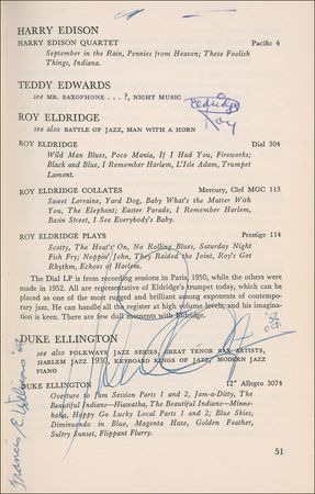 Lot #780 Jazz Musicians: Fantastic guide to 1950s Jazz signed by 30 greats including Mingus, Davis, Basie, Ellington, and Gillespie - Image 5