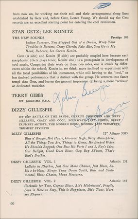 Lot #780 Jazz Musicians: Fantastic guide to 1950s Jazz signed by 30 greats including Mingus, Davis, Basie, Ellington, and Gillespie - Image 6
