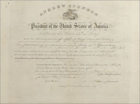 Lot #76 Andrew Johnson: Johnson appoints an IRS assessor - Image 1