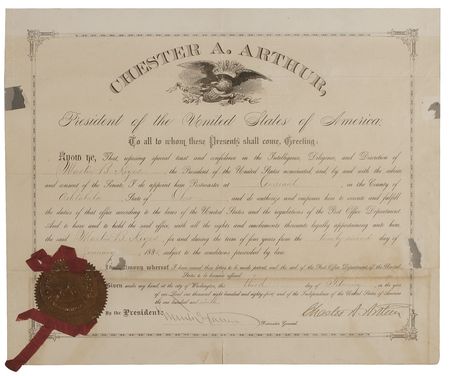 Lot #8 Chester A. Arthur: Arthur appoints a