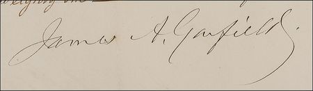 Lot #49 James A. Garfield: Exceedingly rare Garfield diplomatic suspension signed less than two weeks before his assassination - Image 2
