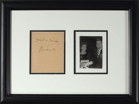 Lot #85 John F. and Jacqueline Kennedy: Desirable double in-person signatures, with a photo taken moments before - Image 1