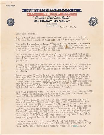 Lot #693 W. C. Handy: ?I remember a certain gentleman at Marks, coming to the train to kill me? - Image 1
