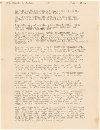 Lot #693 W. C. Handy: ?I remember a certain gentleman at Marks, coming to the train to kill me? - Image 2