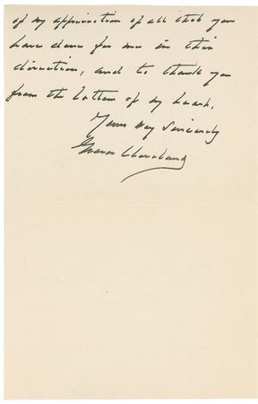 Lot #20 Grover Cleveland: Not resting on his bottom, Cleveland promptly sends thanks for “a warm and bountiful supply of underwear” - Image 2