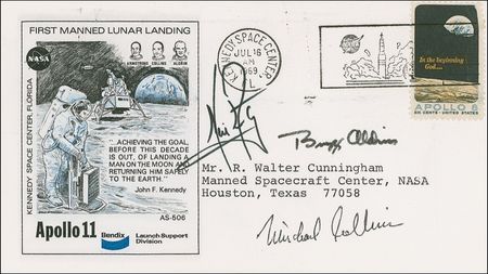 Lot #441 Apollo 11: Apollo 11 crew signed cover from Walt Cunningham?s collection - Image 2