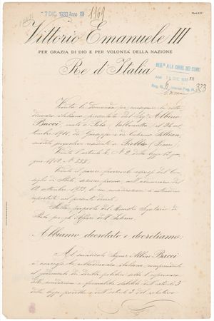 Lot #321 Benito Mussolini and Vittorio Emanuele III Signed Document - Image 1