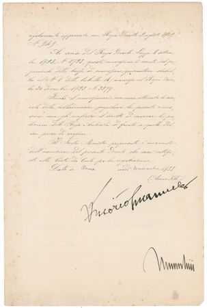 Lot #321 Benito Mussolini and Vittorio Emanuele III Signed Document - Image 2