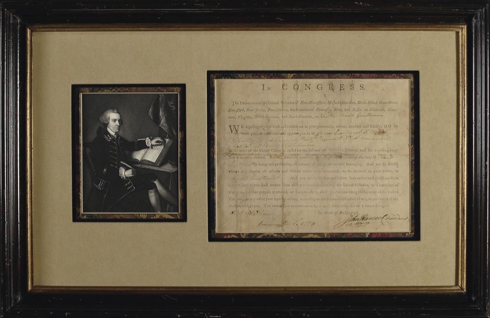Lot 221 John Hancock: In 1776, months before signing the Declaration, the president of the Continental Congress prepares Washington?s army for British invasion