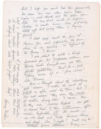 Lot #548 Henry Miller: Miller’s disdain for the advertising profession: “While millions starve these birds are chirping about silk toilet paper!’” - Image 2