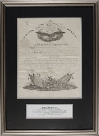 Lot #83 Abraham Lincoln: In between Union defeats at Fredricksburg and Chancellorsville, the president bolsters his troops - Image 1