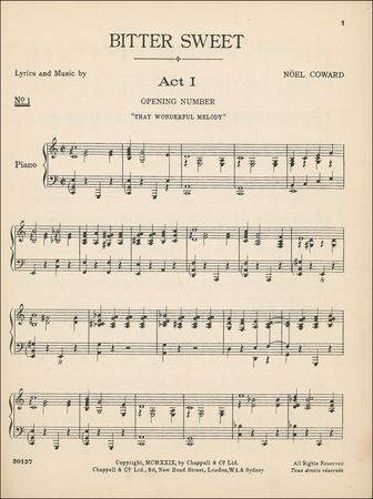 Lot #500 Noël Coward: Coward signs a copy of Bitter Sweet sending “thanks for his charming rendition of this music” - Image 2