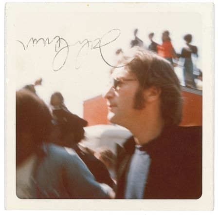Lot #717 Beatles: John Lennon: One-of-a-kind snapshot, signed in NYC while recording Walls and Bridges - Image 1