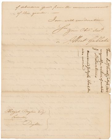 Lot #212 Albert Gallatin Signed Letter - Image 2