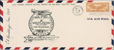 Lot #436 Charles Lindbergh: Lindbergh flight-flown sea plane envelope - Image 1